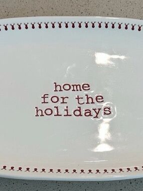 Joseph White Ceramic Holiday Platter with Red Lettering